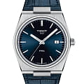 Tissot Tissot PRX T137.410.16.041.00  T1374101604100 кварцевые мужские часы  синий циферблат, браслет кожаный — вид спереди