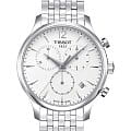 Tissot Tissot Tradition Chronograph T063.617.11.037.00 Tradition T0636171103700 кварцевые мужские часы  белый циферблат, браслет нержавеющая сталь — вид спереди