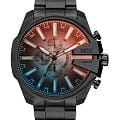 Diesel Diesel Mega Chief Slim DZ4689  DZ4689 кварцевые мужские часы  черный циферблат, браслет нержавеющая сталь с pvd-покрытием — вид спереди