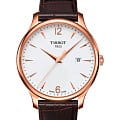 Tissot Tissot Tradition T063.610.36.037.00 Tradition T0636103603700 кварцевые мужские часы  белый циферблат, браслет кожаный — вид спереди