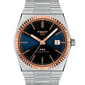 Tissot Tissot PRX Powermatic 80 18K Gold Bezel T931.407.41.041.00  T9314074104100 механические мужские часы  синий циферблат, браслет нержавеющая сталь — вид спереди