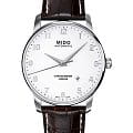 Mido Mido Baroncelli M8690.4.11.8  M86904118 механические мужские часы  белый циферблат, браслет кожаный — вид спереди