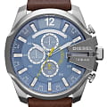 Diesel Diesel DZ4281  DZ4281 кварцевые мужские часы  голубой циферблат, браслет кожаный — вид спереди