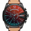 Diesel Diesel Mega Chief DZ4476  DZ4476 кварцевые мужские часы  черный циферблат, браслет кожаный — вид спереди