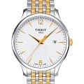 Tissot Tissot Tradition T063.610.22.037.00 Tradition T0636102203700 кварцевые мужские часы  белый циферблат, браслет сталь c pvd покрытием — вид спереди