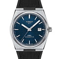 Tissot Tissot PRX Powermatic 80 T137.407.17.041.00  T1374071704100 механические мужские часы  синий циферблат, браслет силикон — вид спереди
