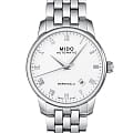 Mido Mido Baroncelli Gent M8600.4.26.1  M86004261 механические мужские часы  белый циферблат, браслет нержавеющая сталь — вид спереди