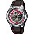 Casio Casio Illuminator AQF-102WL-4B  AQF-102WL-4B кварцевые мужские часы  красный циферблат, браслет кожаный — вид спереди