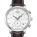 Tissot Tissot Tradition Chronograph T063.617.16.037.00 Tradition T0636171603700 кварцевые мужские часы  белый циферблат, браслет кожаный — вид спереди