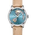Hamilton Hamilton Jazzmaster Open Heart Lady Auto H32215840  H32215840 механические женские часы  бирюзовый циферблат, браслет кожаный — вид спереди